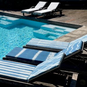 Indigo shiboris on lounger covers