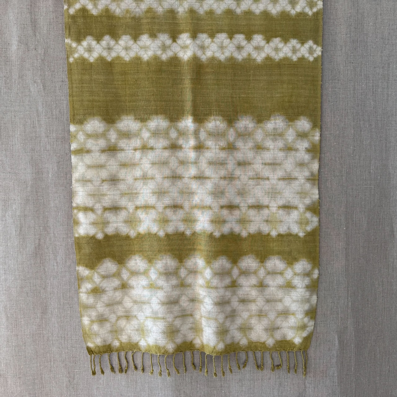 Eri silk scarf dyed in Reseda shibori