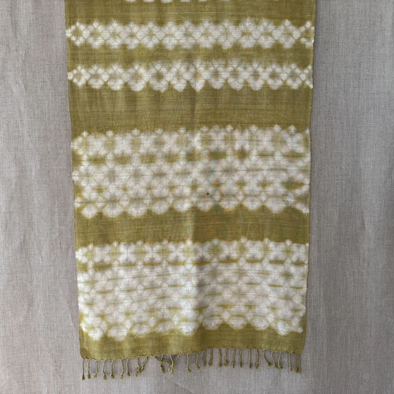 Eri silk scarf dyed in Reseda shibori