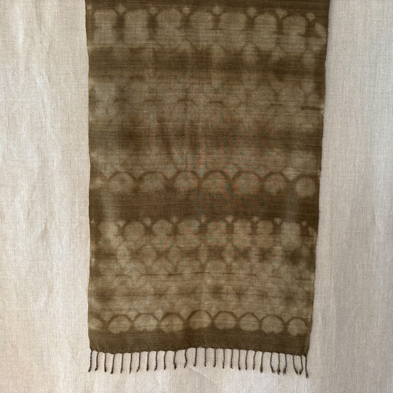 Eri silk scarf dyed in Reseda shibori - Image 4