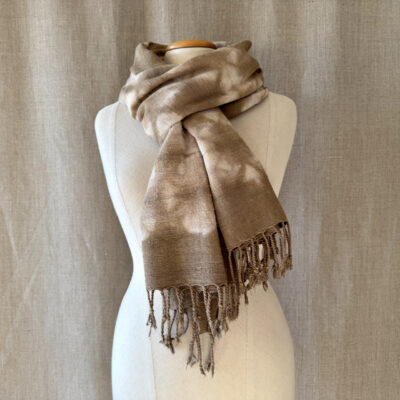 Eri silk scarf dyed in Reseda shibori