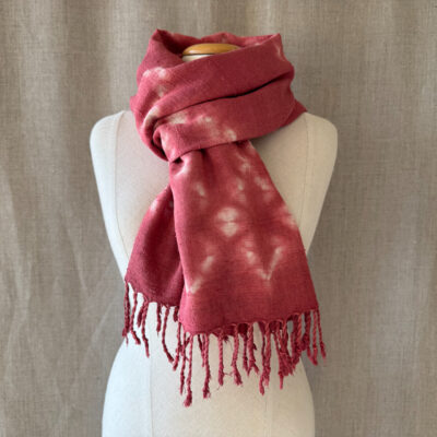 Eri silk scarf dyed in Madder shibori